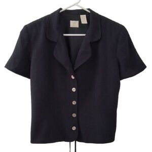Vintage Y2K Emma James Black Business Suit Style Button-up Top - Women's 10